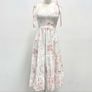 Coral Toile Midi Dress